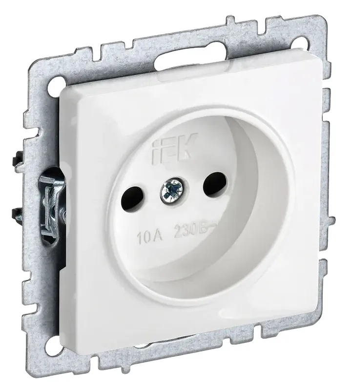 Розетка силов. IEK Brite РС10-1-0-БрБ BR-R10-10-K01 1 розетка одинар. скрыт. IP20 белый (упак.:1шт)