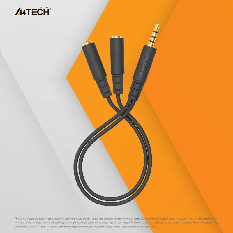Адаптер аудио A4Tech AD-3P 2xJack 3.5 (f)/Jack 3.5 (m) 0.2м. черный
