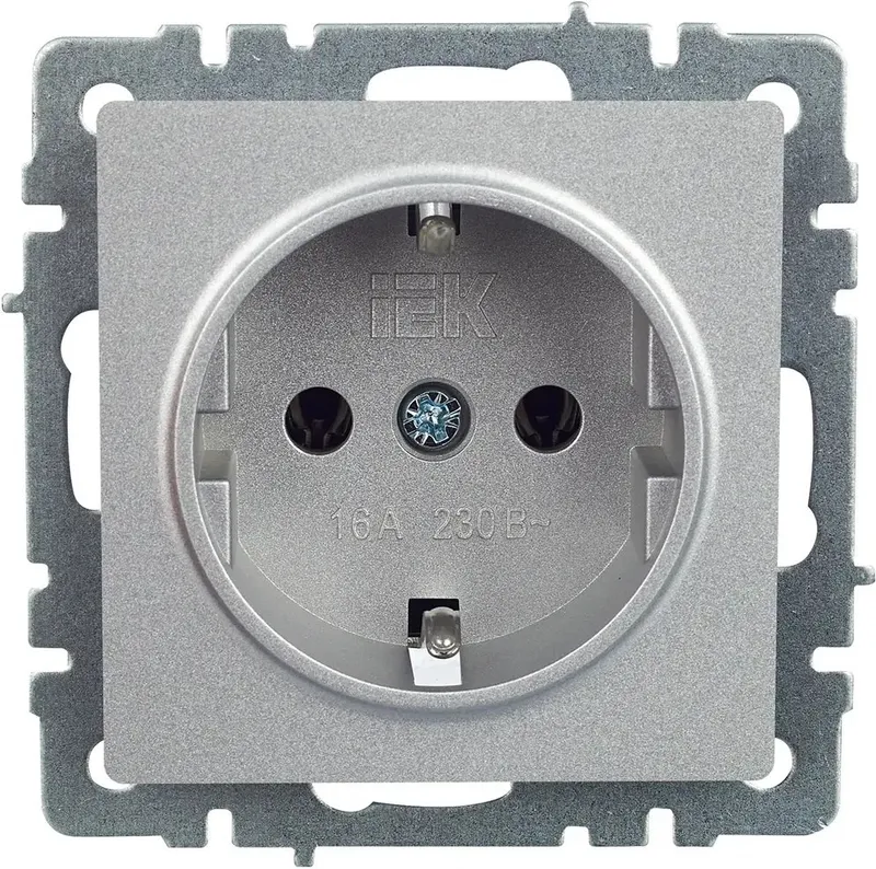 Розетка силов. IEK Brite РС11-1-0-БрА BR-R11-16-K47 одинар. скрыт. зазем. IP20 алюминий (упак.:1шт)