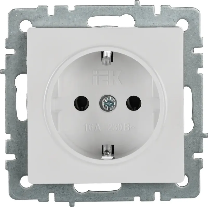 Розетка силов. IEK Brite РС11-1-0-БрБ BR-R11-16-K01 одинар. скрыт. зазем. IP20 белый (упак.:1шт)