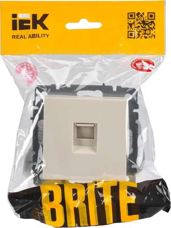 Розетка комп. IEK Brite РК10-БрКр BR-K10-1-K10 одинар. скрыт. штор. IP20 бежевый (упак.:1шт)