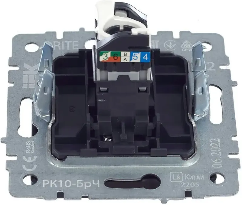 Розетка комп. IEK Brite РК10-БрЧ BR-K10-1-K02 одинар. скрыт. штор. IP20 черный (упак.:1шт)