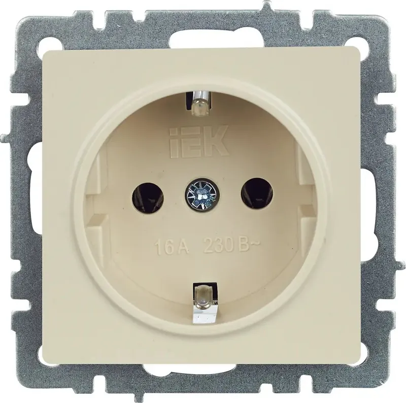 Розетка силов. IEK Brite РС11-1-0-БрКр BR-R11-16-K10 одинар. скрыт. зазем. IP20 бежевый (упак.:1шт)