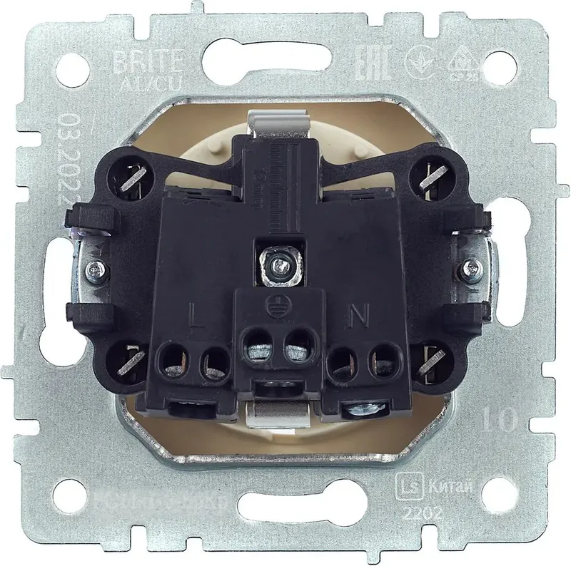 Розетка силов. IEK Brite РС11-1-0-БрКр BR-R11-16-K10 одинар. скрыт. зазем. IP20 бежевый (упак.:1шт)