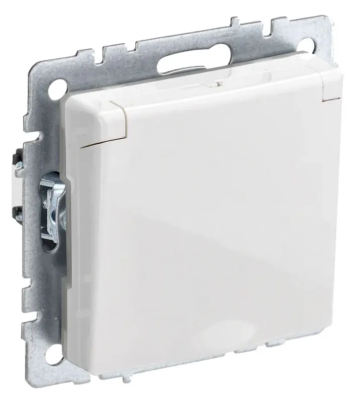 Розетка силов. IEK Brite РСбш10-3-44-БрБ BR-R16-16-44-K01 одинар. скрыт. зазем. штор. крыш. IP44 белый (упак.:1шт)
