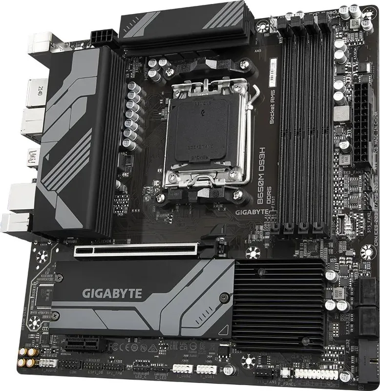 GIGABYTE B650M DS3H, AM5, B650, 4*DDR5, DP+HDMI,  4 SATA 6 Гб/с, M2, Audio, Gb LAN, USB 3.2, Type-C, COM*1 port, mATX