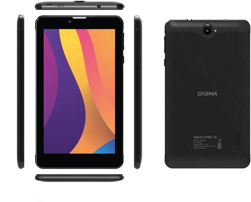 Планшет Digma Optima 7258C 4G T310 (2.0) 4C RAM2Gb ROM32Gb 7" IPS 1024x600 3G 4G Android 12 черный 2Mpix 2Mpix BT GPS WiFi Touch microSD 128Gb minUSB 4000mAh