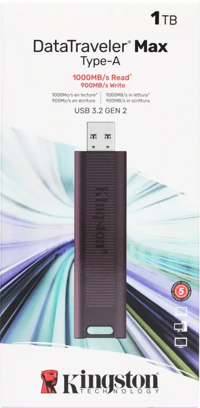 Флеш Диск Kingston 1Tb DataTraveler Max DTMAXA/1TB USB3.2 черный/бордовый