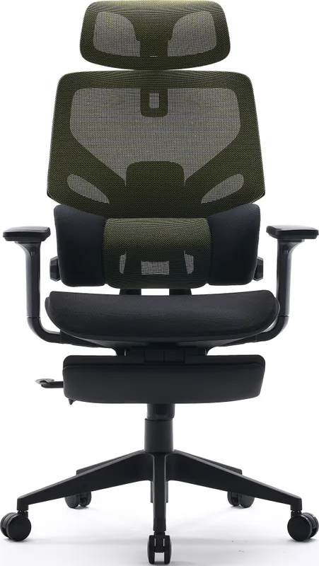 Кресло Cactus CS-CHR-MC01-LGNBK салатовый сиденье черный сетка/ткань с подголов. крестов. пластик подст.для ног