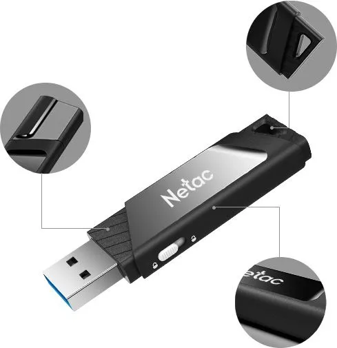 Флеш Диск Netac 64Gb U336 NT03U336S-064G-30BK USB3.0 черный
