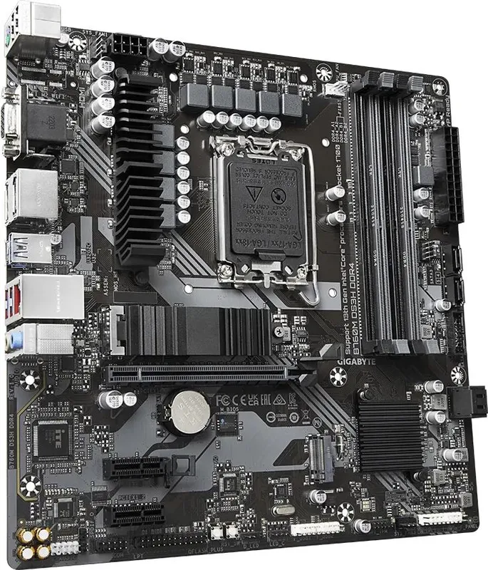 Материнская плата GIGABYTE B760M DS3H DDR4, LGA1700, B760, 4*DDR4, D-sub+DP+HDMI,  4 SATA 6 Гб/с, M2, Audio, Gb LAN, USB 3.2, USB 2.0, Type-C, COM*1 port, mATX