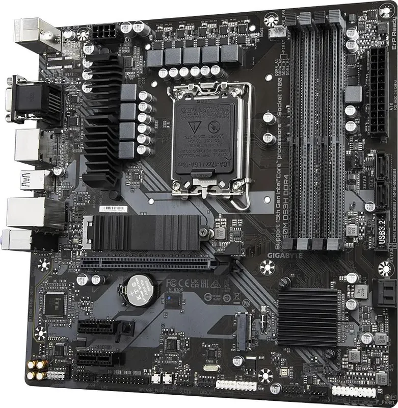 Материнская плата GIGABYTE B760M DS3H DDR4, LGA1700, B760, 4*DDR4, D-sub+DP+HDMI,  4 SATA 6 Гб/с, M2, Audio, Gb LAN, USB 3.2, USB 2.0, Type-C, COM*1 port, mATX