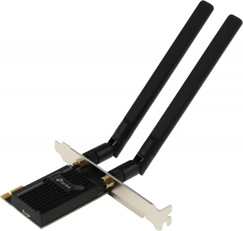 TP-Link ARCHER TX55E, AX3000 Двухдиапазонный адаптер Wi-Fi 6 Bluetooth PCI Express, до 574 Мбит/с на 2,4 ГГц + до 2402 Мбит/с на 5 ГГц, 2 антенны с высоким коэффициентом усиления