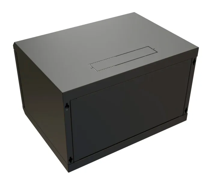 Шкаф коммутационный WRline (WR-TW-0966-GP-RAL9004) настенный 9U 600x600мм пер.дв.стекл 2 бок.пан. направл.под винты 60кг черный 500мм 500мм IP20 сталь