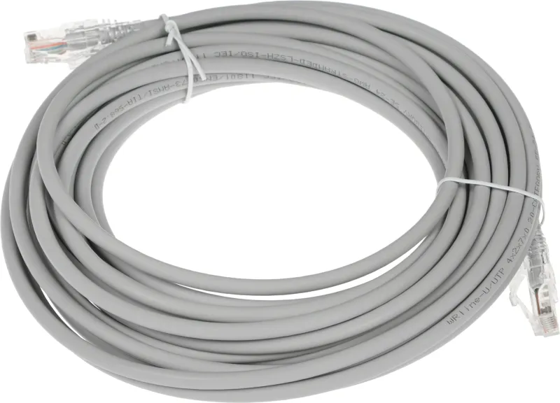 Патч-корд WRline WR-PC-RJ45-UTP-5E-10-GY UTP RJ-45 вил.-вилка RJ-45 кат.5E 10м серый LSZH (уп.:1шт)
