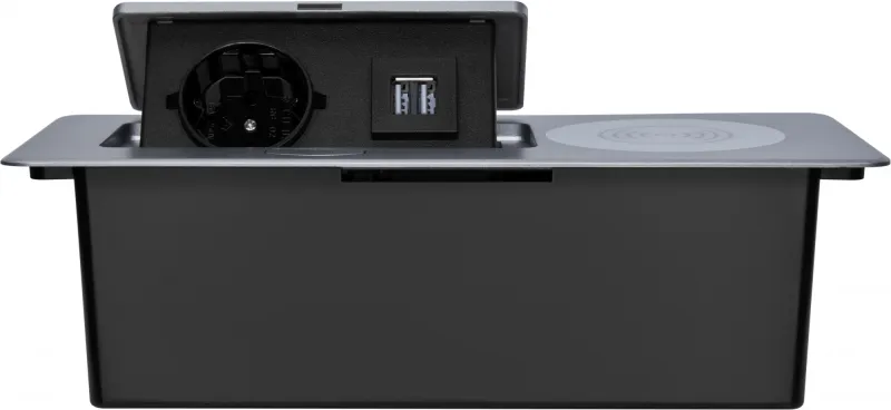 Розетка Cactus CS-SOCKET-USBA-WLESS для столешницы 26.5x11.8x6.5см серебристый