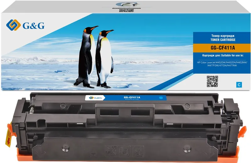 Картридж Cartridge G&G 410 для HP CLJ M452DW/M452DN/M452NW/M477FDW/477DN/M477NW, с чипом (2300), голубой (аналог CF411A)