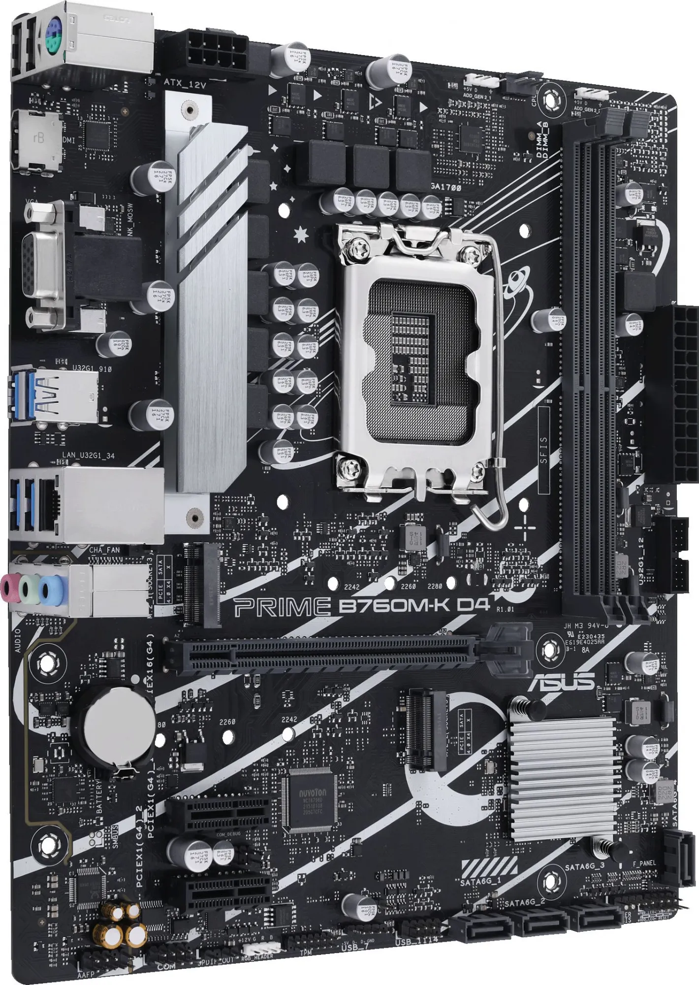 Материнская плата ASUS PRIME B760M-K D4, LGA1700, B760, 2*DDR4, HDMI+VGA, 4xSATA3 + RAID, M2, Audio, Gb LAN, USB 3.2, USB 2.0, mATX; 90MB1DS0-M0EAY0