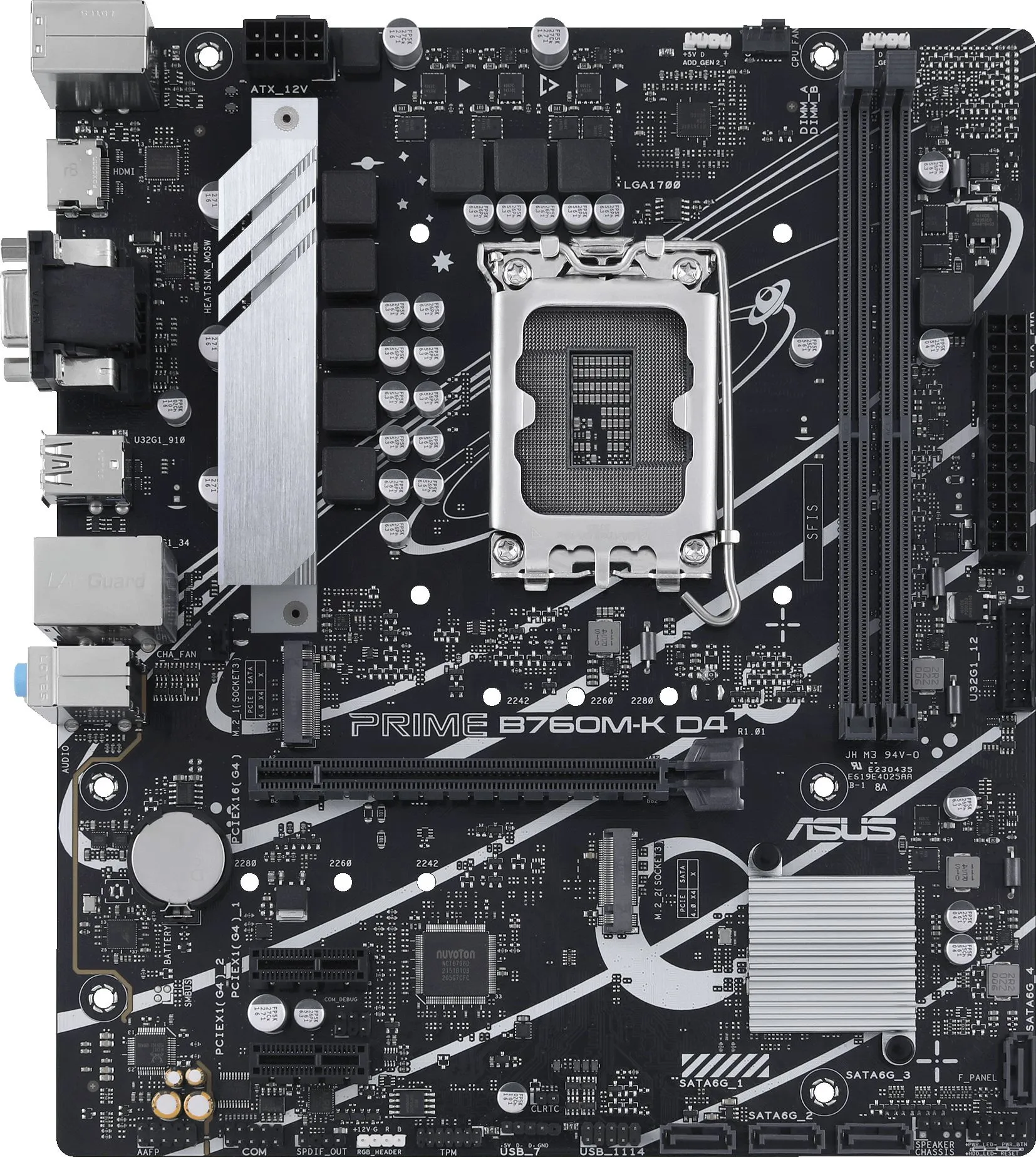 Материнская плата ASUS PRIME B760M-K D4, LGA1700, B760, 2*DDR4, HDMI+VGA, 4xSATA3 + RAID, M2, Audio, Gb LAN, USB 3.2, USB 2.0, mATX; 90MB1DS0-M0EAY0