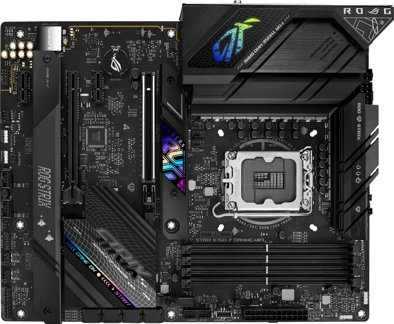 Материнская плата ASUS ROG STRIX B760-F GAMING WIFI, LGA1700, B760, 4*DDR5, HDMI+DP, 4xSATA3 + RAID, M2, Audio, Gb LAN, USB 3.2, USB 2.0, ATX; 90MB1CT0-M0EAY0