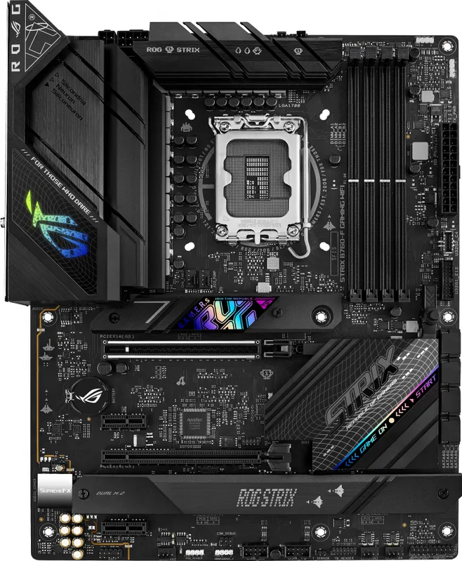 Материнская плата ASUS ROG STRIX B760-F GAMING WIFI, LGA1700, B760, 4*DDR5, HDMI+DP, 4xSATA3 + RAID, M2, Audio, Gb LAN, USB 3.2, USB 2.0, ATX; 90MB1CT0-M0EAY0