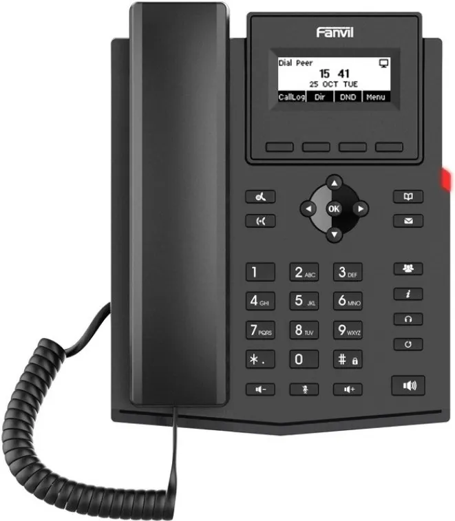 Телефон Fanvil X301G 2xEthernet 10/100/1000, LCD 128x48, 2,3 display, 6 Parties conference, HD voice, 2 SIP Line, Opus+IPV6, PSU, POE/Gigabit