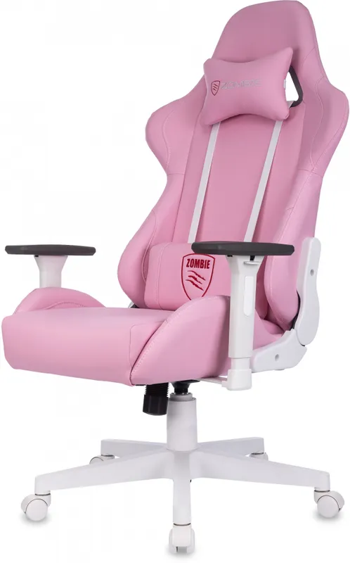 Кресло игровое Zombie Neo розовый эко.кожа крестов. пластик пластик белый
