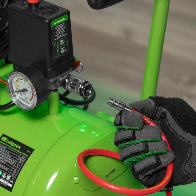 Компрессор поршневой Сибртех МБ 1100/24 безмасляный 170л/мин 24л 1100Вт зеленый