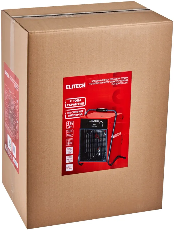 Тепловая пушка электрическая Elitech ТВ 15ЕТ 12000Вт красный/черный