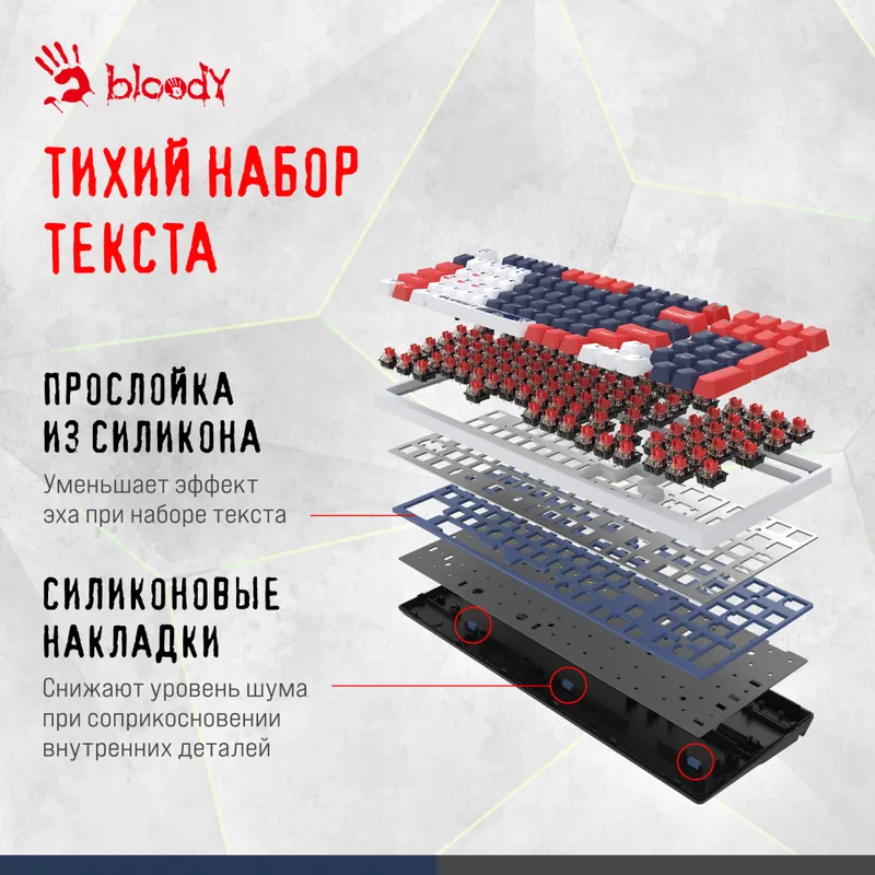 Клавиатура A4Tech Bloody S98 механическая синий/белый USB for gamer LED (SPORTS NAVY)