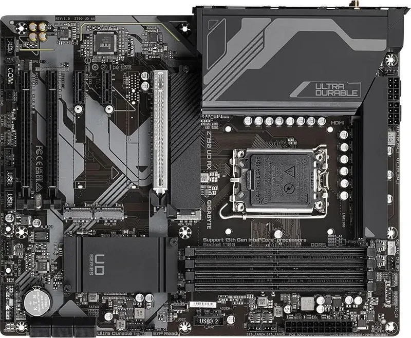 Материнская плата GIGABYTE Z790 UD AX, LGA1700, Z790, 4*DDR5, DP+HDMI,  6 SATA 6 Гб/с, M2, Audio, Gb LAN, USB 3.2, USB 2.0, Type-C, ATX