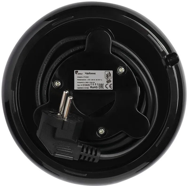 Чайник электрический Kitfort КТ-6160 1.8л. 2200Вт черный корпус: металл/пластик