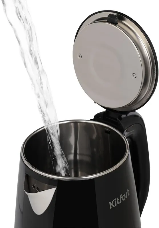 Чайник электрический Kitfort КТ-6160 1.8л. 2200Вт черный корпус: металл/пластик