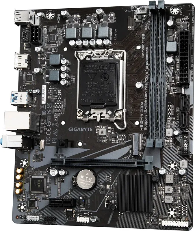 Материнская плата GIGABYTE H610M K DDR4, LGA1700, H610, 2*DDR4, HDMI,  2 SATA 6 Гб/с, M2, Audio, Gb LAN, USB 3.2, USB 2.0, mATX