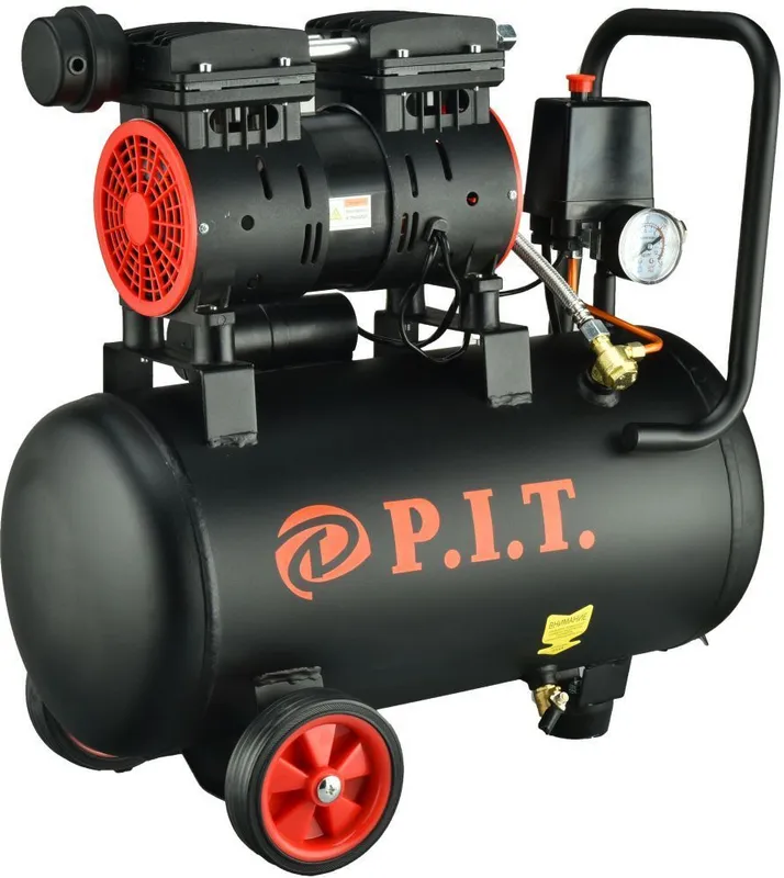 Компрессор поршневой P.I.T. PAC24-C1 безмасляный 110л/мин 24л 600Вт черный/красный