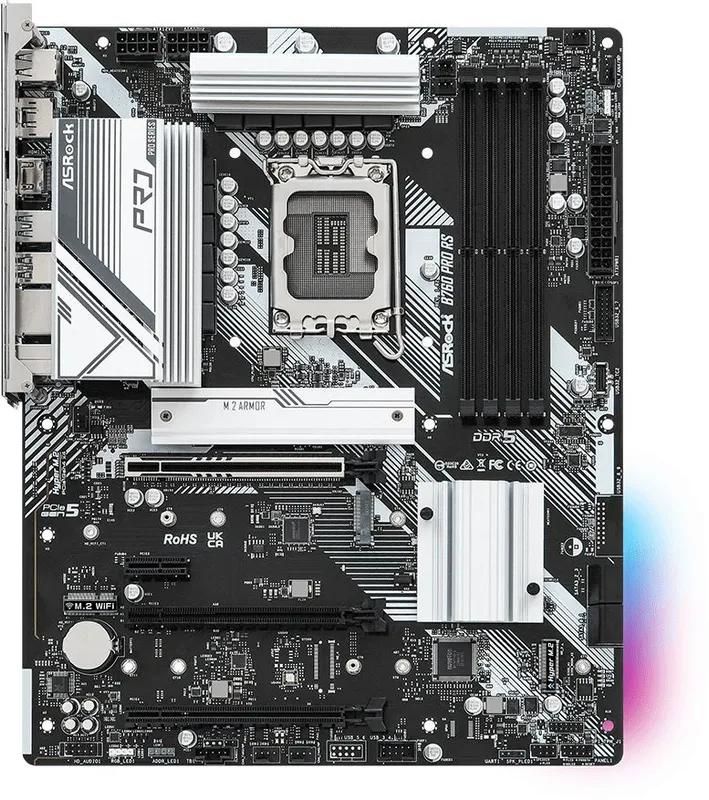 Материнская плата ASROCK B760 PRO RS, LGA1700, B760, 4*DDR5, HDMI+DP, 4xSATA3 6.0 (RAID), M.2 Socket, 4xUSB 3.2, 2xUSB2.0, Type-C, ATX; 90-MXBKS0-A0UAYZ