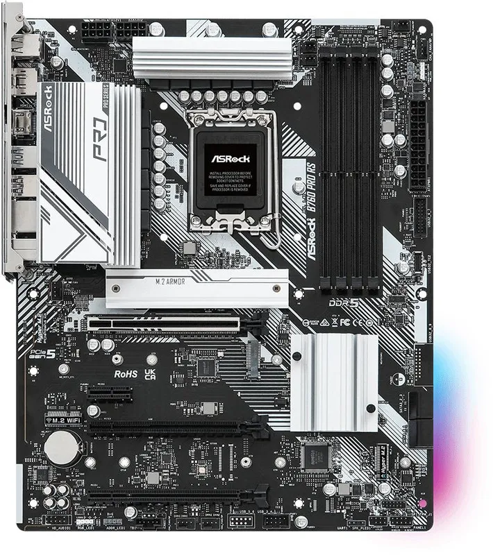Материнская плата ASROCK B760 PRO RS, LGA1700, B760, 4*DDR5, HDMI+DP, 4xSATA3 6.0 (RAID), M.2 Socket, 4xUSB 3.2, 2xUSB2.0, Type-C, ATX; 90-MXBKS0-A0UAYZ