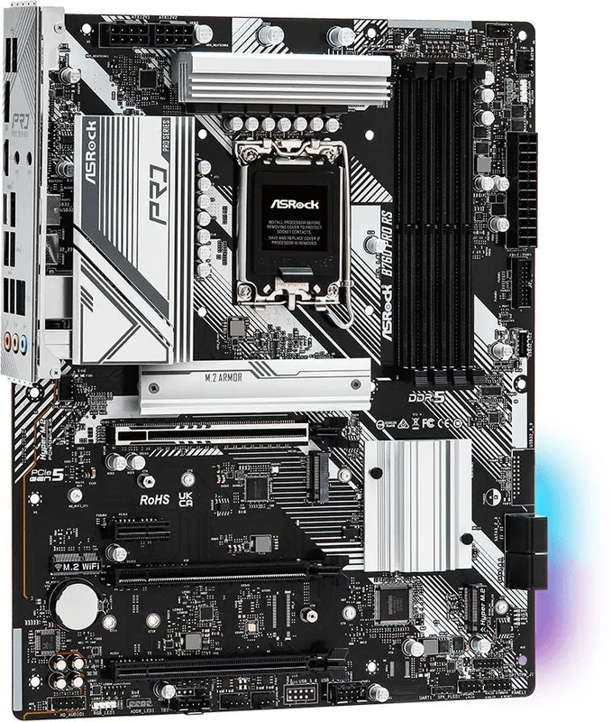Материнская плата ASROCK B760 PRO RS, LGA1700, B760, 4*DDR5, HDMI+DP, 4xSATA3 6.0 (RAID), M.2 Socket, 4xUSB 3.2, 2xUSB2.0, Type-C, ATX; 90-MXBKS0-A0UAYZ