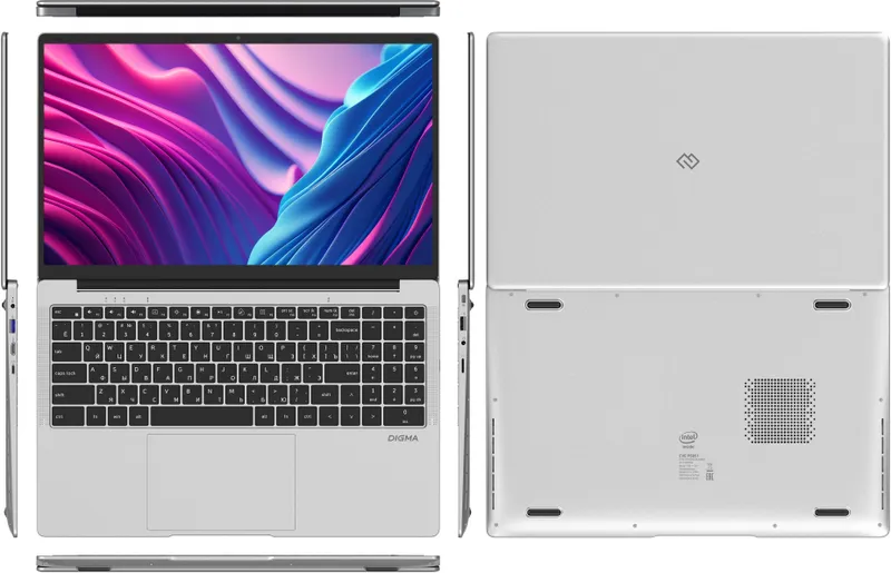 Ноутбук Digma EVE P5851 Pentium Silver N5030 8Gb SSD256Gb Intel UHD Graphics 605 15.6" IPS FHD (1920x1080) Windows 11 Professional silver WiFi BT Cam 5000mAh (DN15N5-8CXW05)