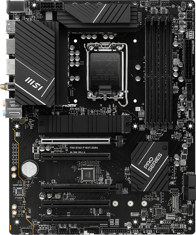 Материнская плата MSI PRO B760-P WIFI DDR4 Soc-1700 Intel B760 4xDDR4 ATX AC`97 8ch(7.1) 2.5Gg+HDMI+DP