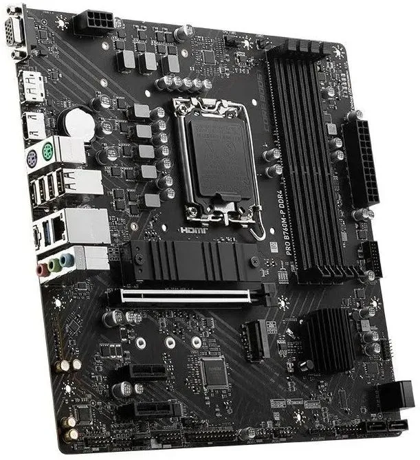 Материнская плата MSI PRO B760M-P DDR4 s1700, Intel B760, 4xDDR4, PCI-Ex16, 4SATA3, 7.1-ch, GLAN, 3 USB 3.2, 1 USB Type-C, VGA, HDMI, DP, mATX, RTL