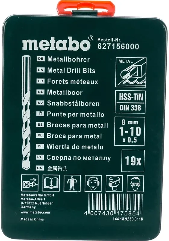 Набор сверл Metabo 627156000 по металлу (19пред.) для дрелей