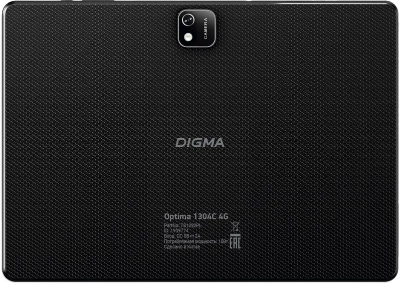 Планшет Digma Optima 1304C 4G SC9863A1 (1.6) 8C RAM3Gb ROM32Gb 10.1" IPS 1280x800 3G 4G Android 12 черный 2Mpix 2Mpix BT GPS WiFi Touch microSD 128Gb 6000mAh