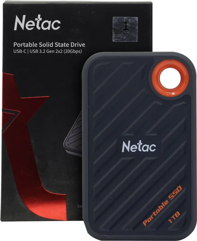 SSD накопитель Netac ZX20 1TB USB 3.2 Gen 2x2 Type-C External SSD, R/W up to 2000MB/1800MB/s, with USB C to A cable and 20Gbps USB C to C cable 5Y wty
