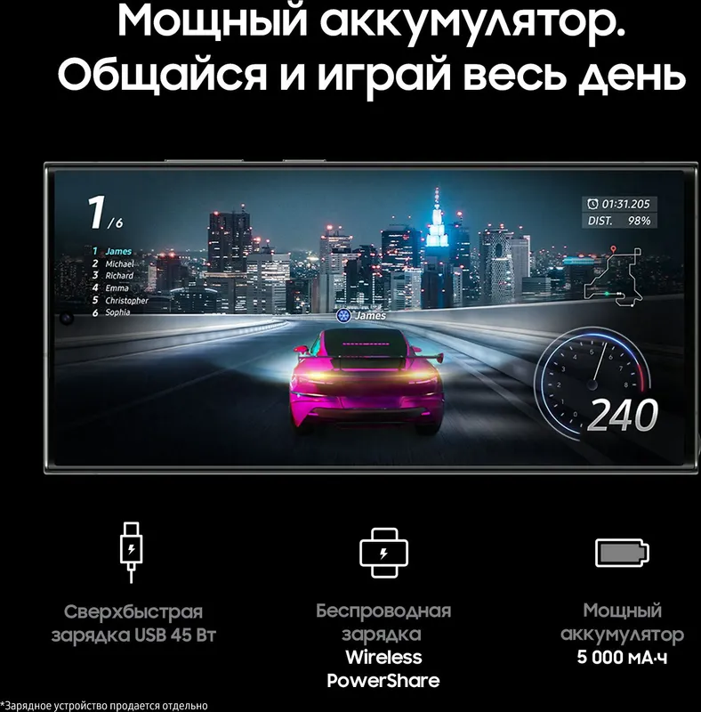 Смартфон Samsung SM-S918B Galaxy S23 Ultra 5G 256Gb 12Gb зеленый моноблок 3G 4G 2Sim 6.8" 1440x3088 Android 13 200Mpix 802.11 a/b/g/n/ac/ax NFC GPS GSM900/1800 GSM1900 TouchSc Protect