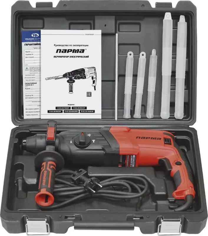 Перфоратор Парма П-02-30/1000ЭР патрон:SDS-plus уд.:3.3Дж 1000Вт (кейс в комплекте)