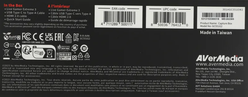 Карта видеозахвата Avermedia Live Gamer Extreme 3 GC551G2 внешний USB 3.1