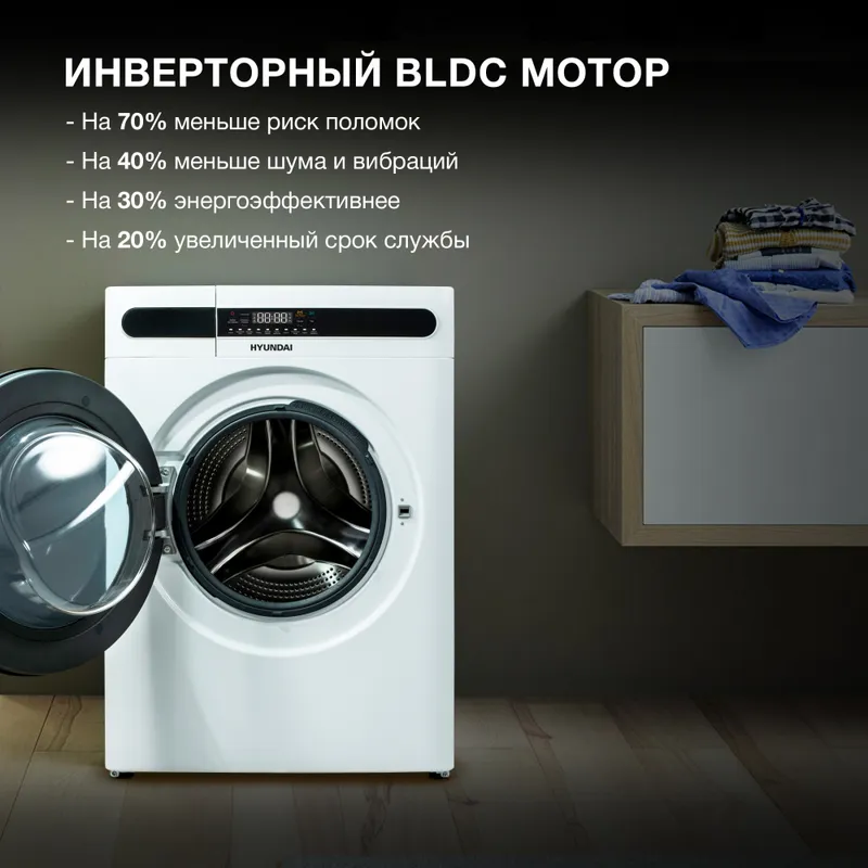Стиральная машина Hyundai WMD8413 класс: A++ загр.фронтальная макс.:8кг (с сушкой) белый
