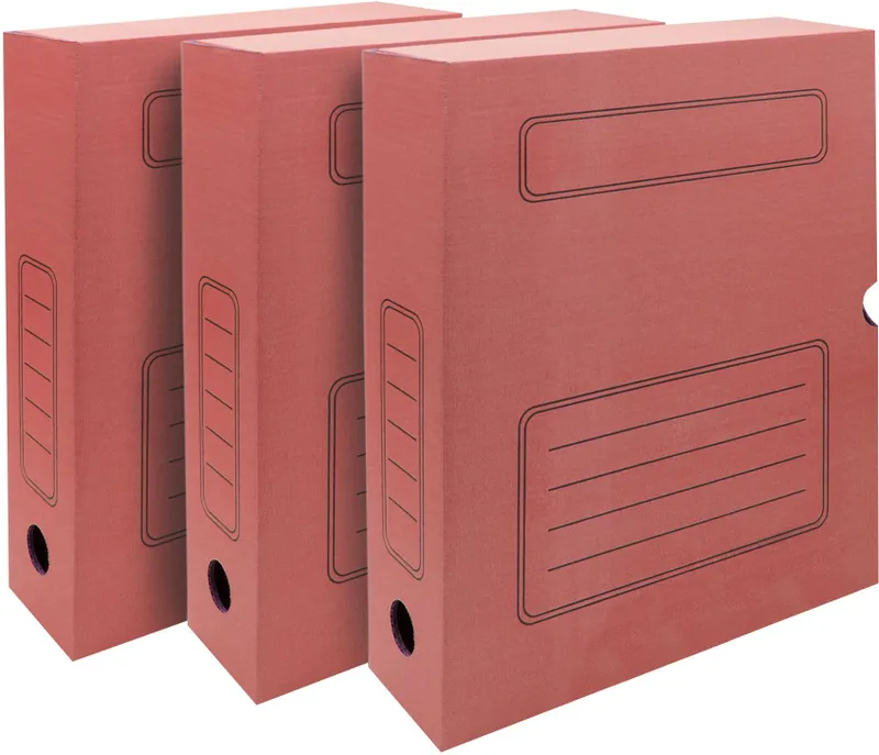 Короб архивный Silwerhof микрогофрокартон корешок 75мм A4 красный (упак.:3шт)