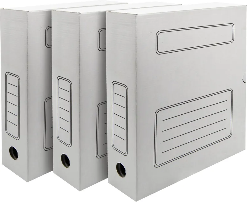 Короб архивный Silwerhof микрогофрокартон корешок 75мм A4 белый (упак.:3шт)